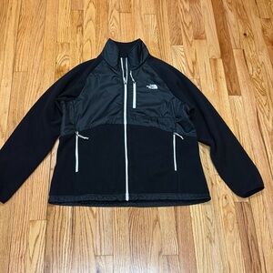 The North Face Denali Fleece Jacket Women XL Black / White Full Zip Mock Neck